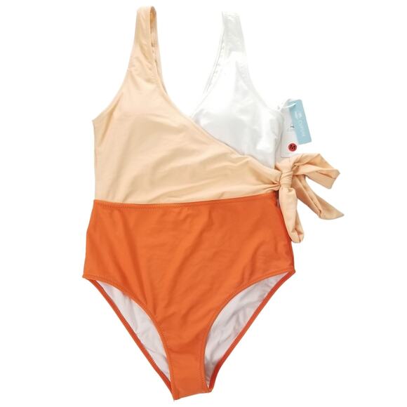 Cupshe Color Block Tie Side One Piece Swimsuit, Size Medium, NWT - Picture 3 of 14